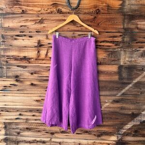 BRYN WALKER | 100% Linen Purple Linen Wide-Leg Crop Pants XS-L